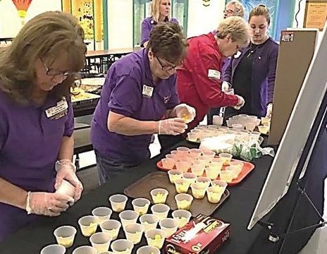 Women serving food