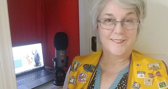 Woman stand by home recording studio