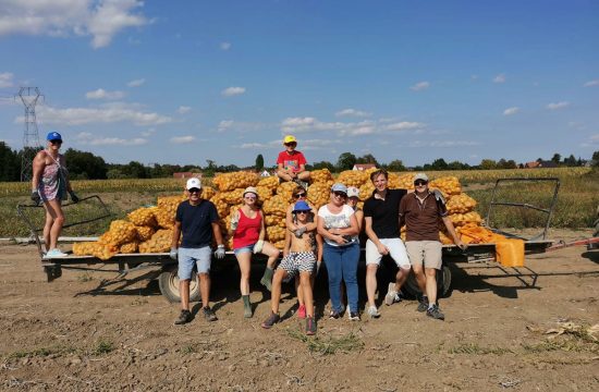 Lions Clubs members pose with truckload of potatoes
